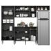 Cozinha Compacta Multimóveis Pequim FG2933 com Armário e Balcão Preta/Lacca Fumê