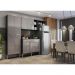 Cozinha Compacta Multimóveis Pequim FG2933 com Armário e Balcão Preta/Lacca Fumê
