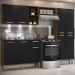 Cozinha Compacta Multimóveis Pequim FG3413 com 3 Leds Armário e Balcão Madeirada/Preta