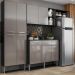 Cozinha Compacta Multimóveis Pequim FG3572 com 2 Leds Armário e Balcão Preta/Lacca Fumê