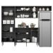 Cozinha Compacta Multimóveis Pequim FG3572 com 2 Leds Armário e Balcão Preta/Lacca Fumê