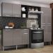 Cozinha Compacta Multimóveis Pequim Up FG2999 com Armário e Balcão Preta/Lacca Fumê
