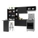 Cozinha Compacta Multimóveis Sofia FG2007 com Mesa Dobrável Preta