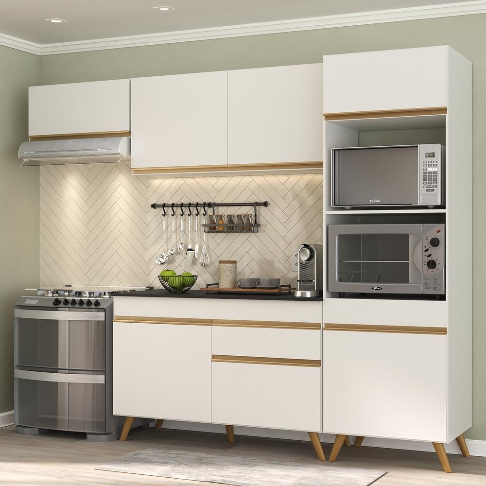 Cozinha Compacta Multimóveis Veneza GW FG3690 com Armário e Balcão Branca