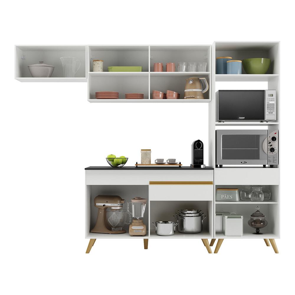 Cozinha Compacta Multimóveis Veneza GW FG3690 com Armário e Balcão Branca