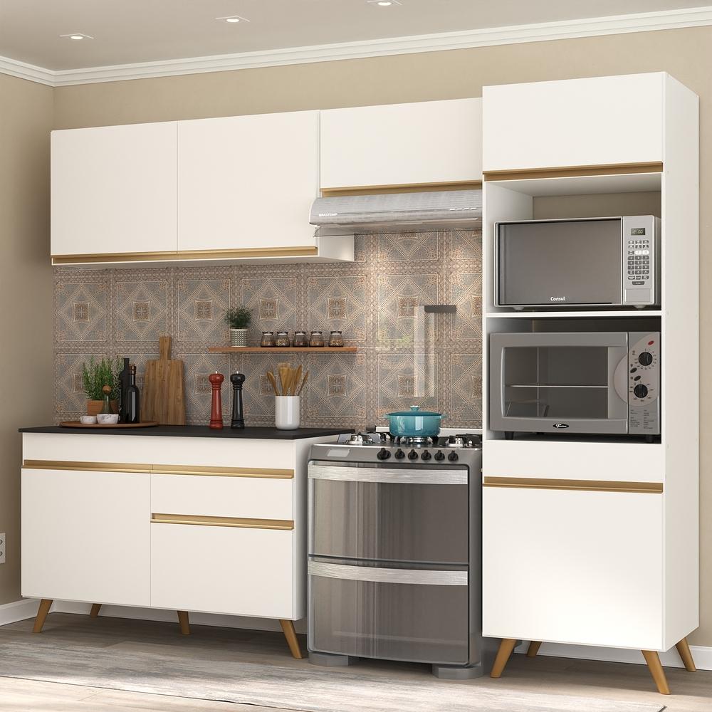 Cozinha Compacta Multimóveis Veneza GW FG3693 com Armário e Balcão Branca