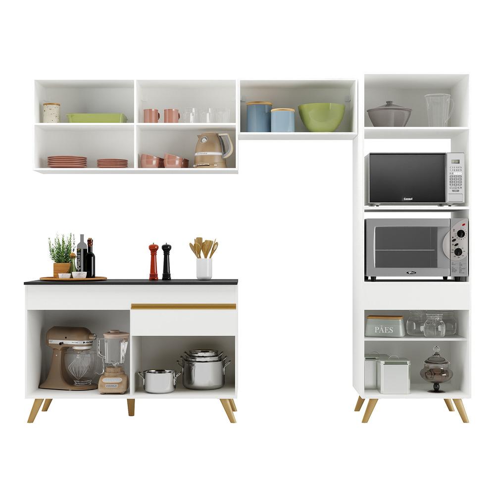 Cozinha Compacta Multimóveis Veneza GW FG3693 com Armário e Balcão Branca