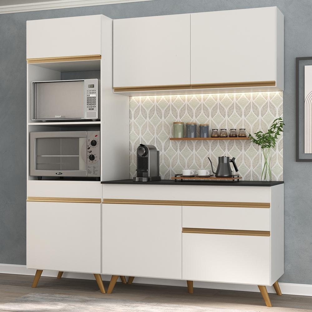 Cozinha Compacta Multimóveis Veneza GW FG3694 com Armário e Balcão Branca