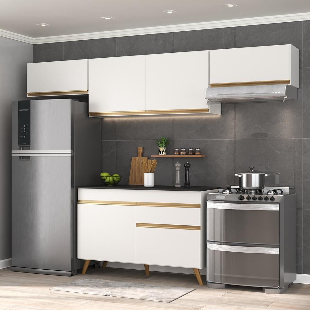 Cozinha Compacta Multimóveis Veneza GW FG3697 com Armário e Balcão Branca
