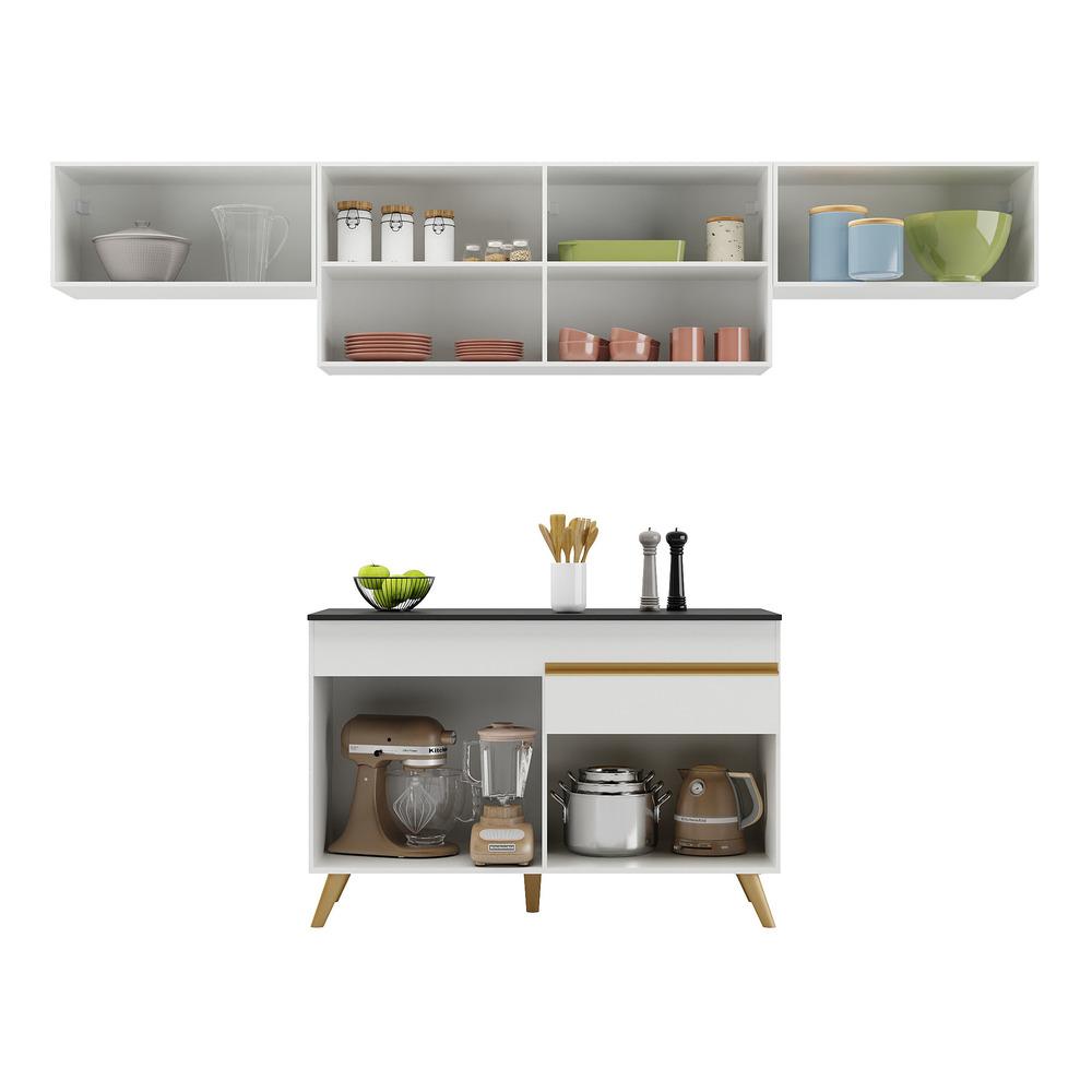 Cozinha Compacta Multimóveis Veneza GW FG3697 com Armário e Balcão Branca