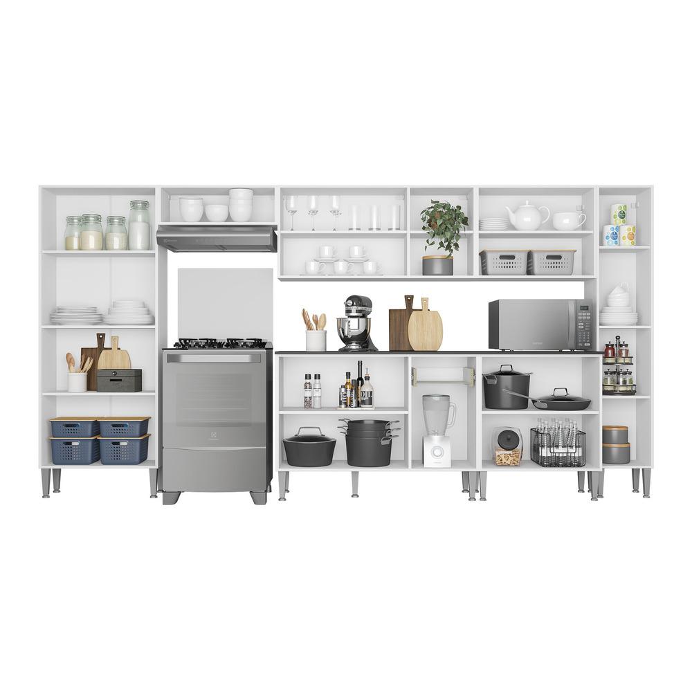 Cozinha Compacta Multimóveis Xangai Blues FG3155 com Armário e Balcão Branca