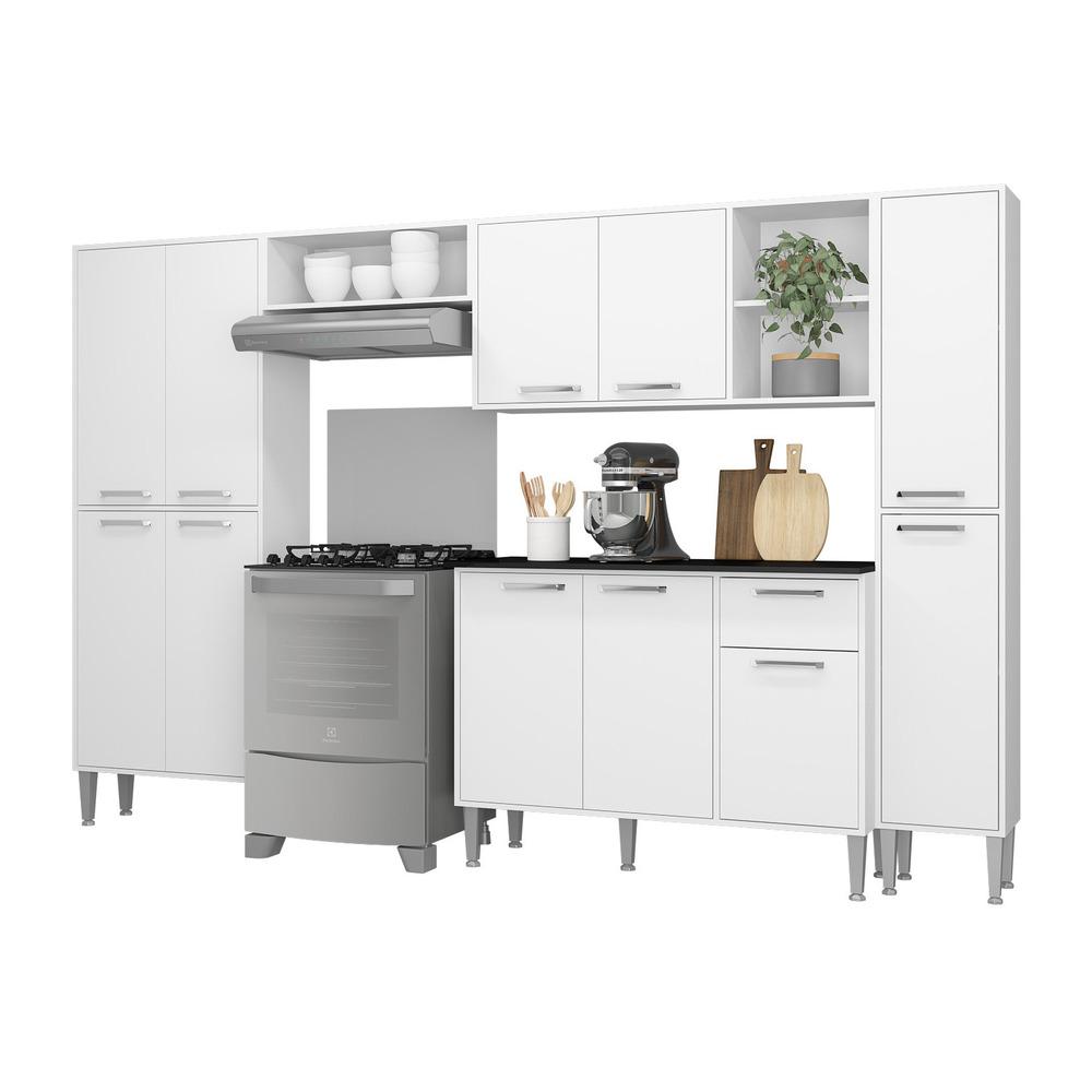 Cozinha Compacta Multimóveis Xangai Classic FG3156 com Armário e Balcão Branca