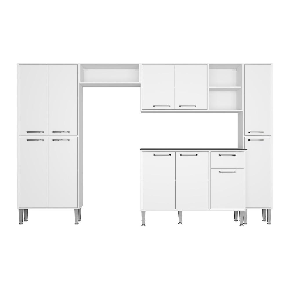Cozinha Compacta Multimóveis Xangai Classic FG3156 com Armário e Balcão Branca