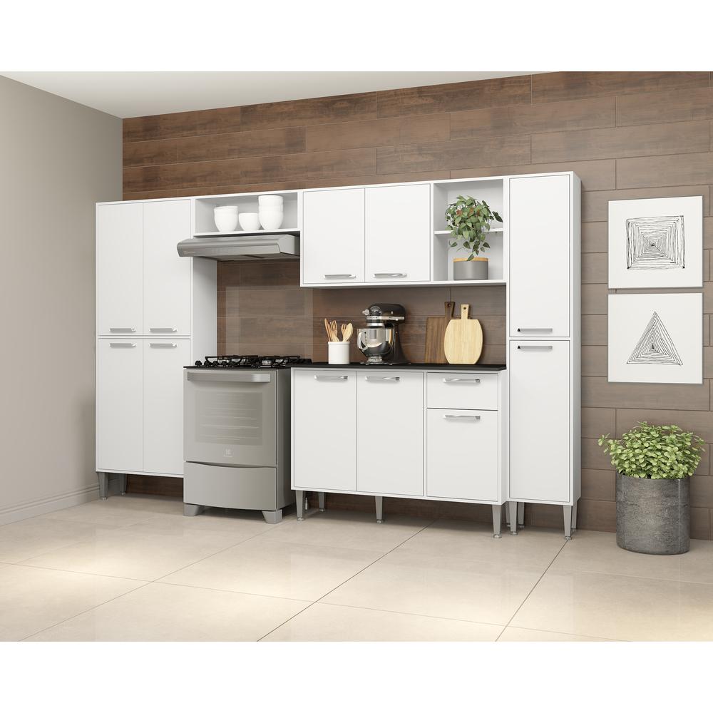 Cozinha Compacta Multimóveis Xangai Classic FG3156 com Armário e Balcão Branca