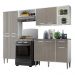 Cozinha Compacta Multimóveis Xangai FG3415  com 3 Leds Armário e Balcão Branca/Lacca Fumê