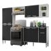 Cozinha Compacta Multimóveis Xangai FG3415 com 3 Leds Armário e Balcão Branca/Preta