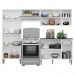 Cozinha Compacta Multimóveis Xangai FG3415 com 3 Leds Armário e Balcão Branca/Preta