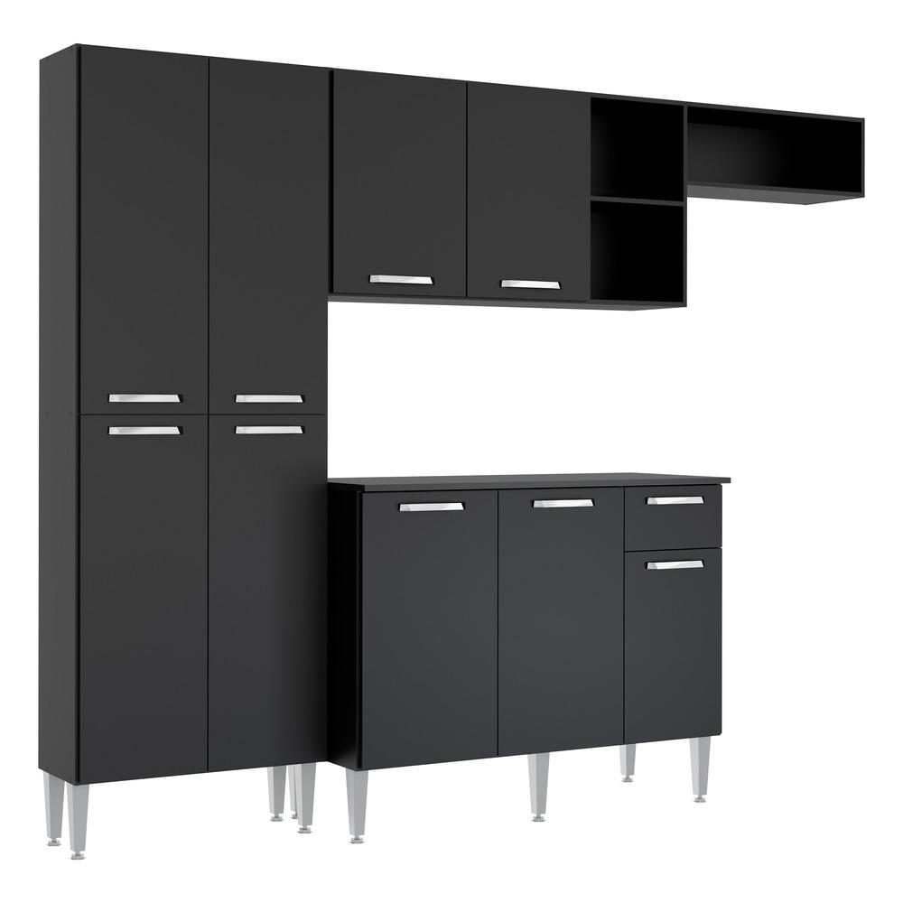 Cozinha Compacta Pequim 9 Portas MP2933 Multimóveis Preto