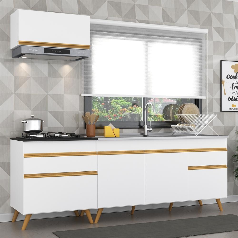 Cozinha Compacta Veneza GW Multimóveis MP2074 com Armário e Balcão Branca