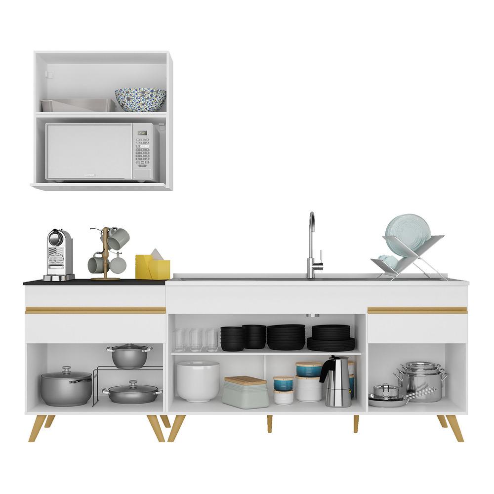 Cozinha Compacta Veneza GW Multimóveis MP2075 com Armário e Balcão Branca