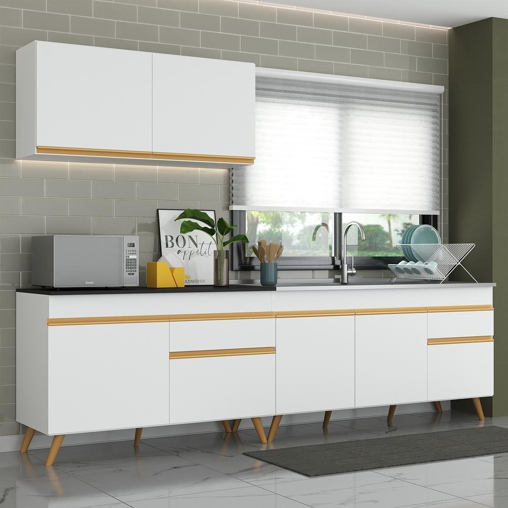 Cozinha Compacta Veneza GW Multimóveis MP2076 com Armário e Balcão Branca