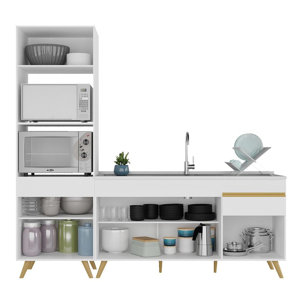 Cozinha Compacta Veneza GW Multimóveis MP2078 com Armário e Balcão Branca