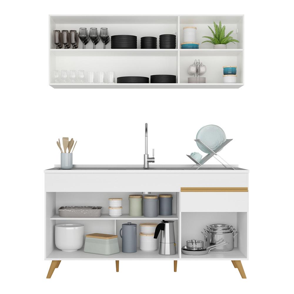 Cozinha Compacta Veneza GW Multimóveis MP2079 com Armário e Balcão Branca