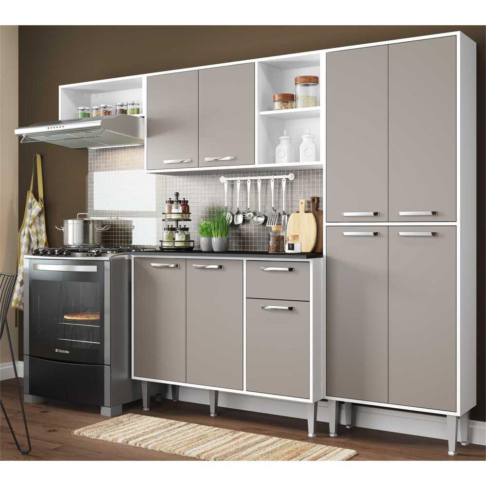 Cozinha Compacta Xangai 9 Portas Multimóveis Branco/Laca Fumê