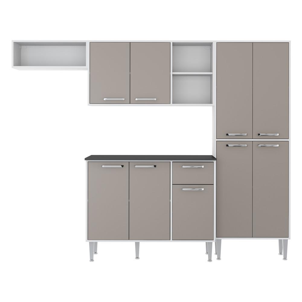 Cozinha Compacta Xangai 9 Portas Multimóveis Branco/Laca Fumê