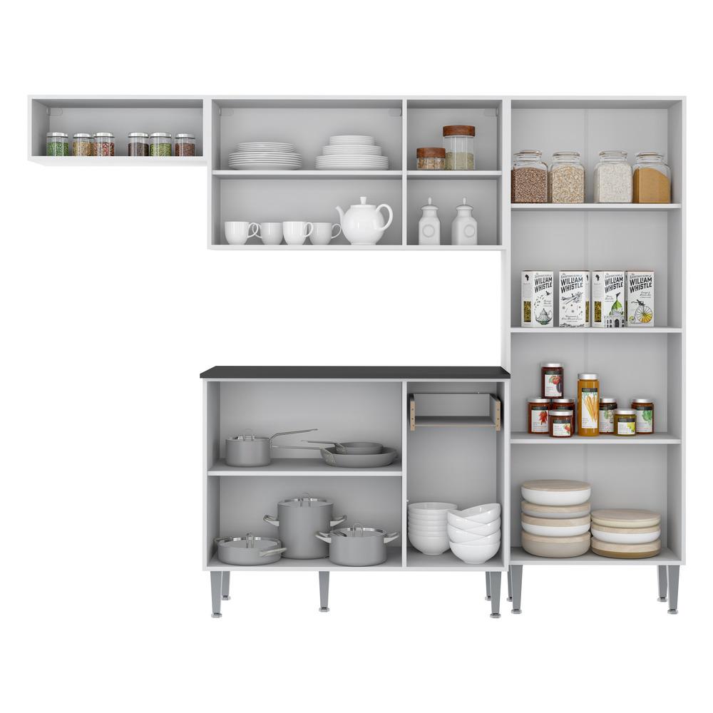 Cozinha Compacta Xangai 9 Portas Multimóveis Branco/Laca Fumê