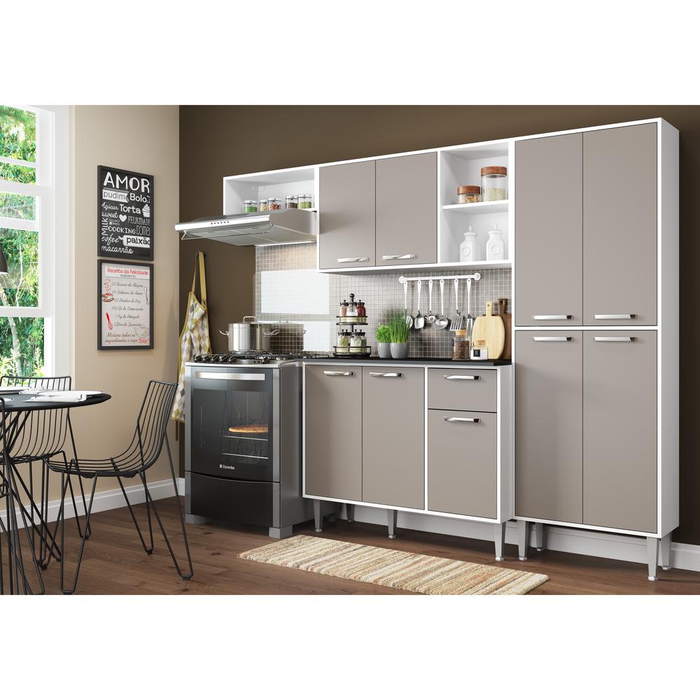 Cozinha Compacta Xangai 9 Portas Multimóveis Branco/Laca Fumê