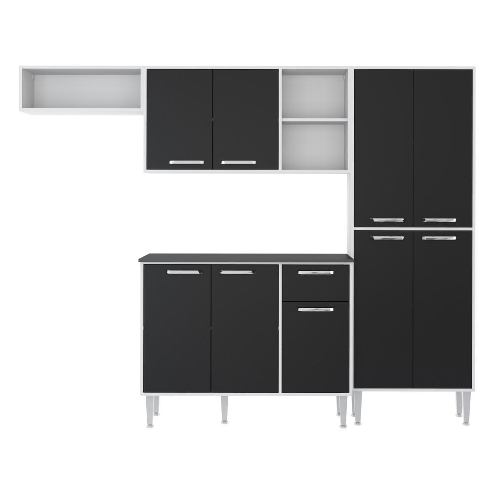 Cozinha Compacta Xangai 9 Portas Multimóveis Branco/Preto