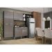 Cozinha Compacta c/ 2 Leds Armário e Balcão com Tampo Pequim Sun Multimóveis Preta/Lacca Fumê