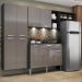 Cozinha Compacta c/ 3 Leds Armário e Balcão com Tampo Pequim Sun Multimóveis Preta/Lacca Fumê