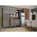 Cozinha Compacta c/ 3 Leds Armário e Balcão com Tampo Pequim Sun Multimóveis Preta/Lacca Fumê