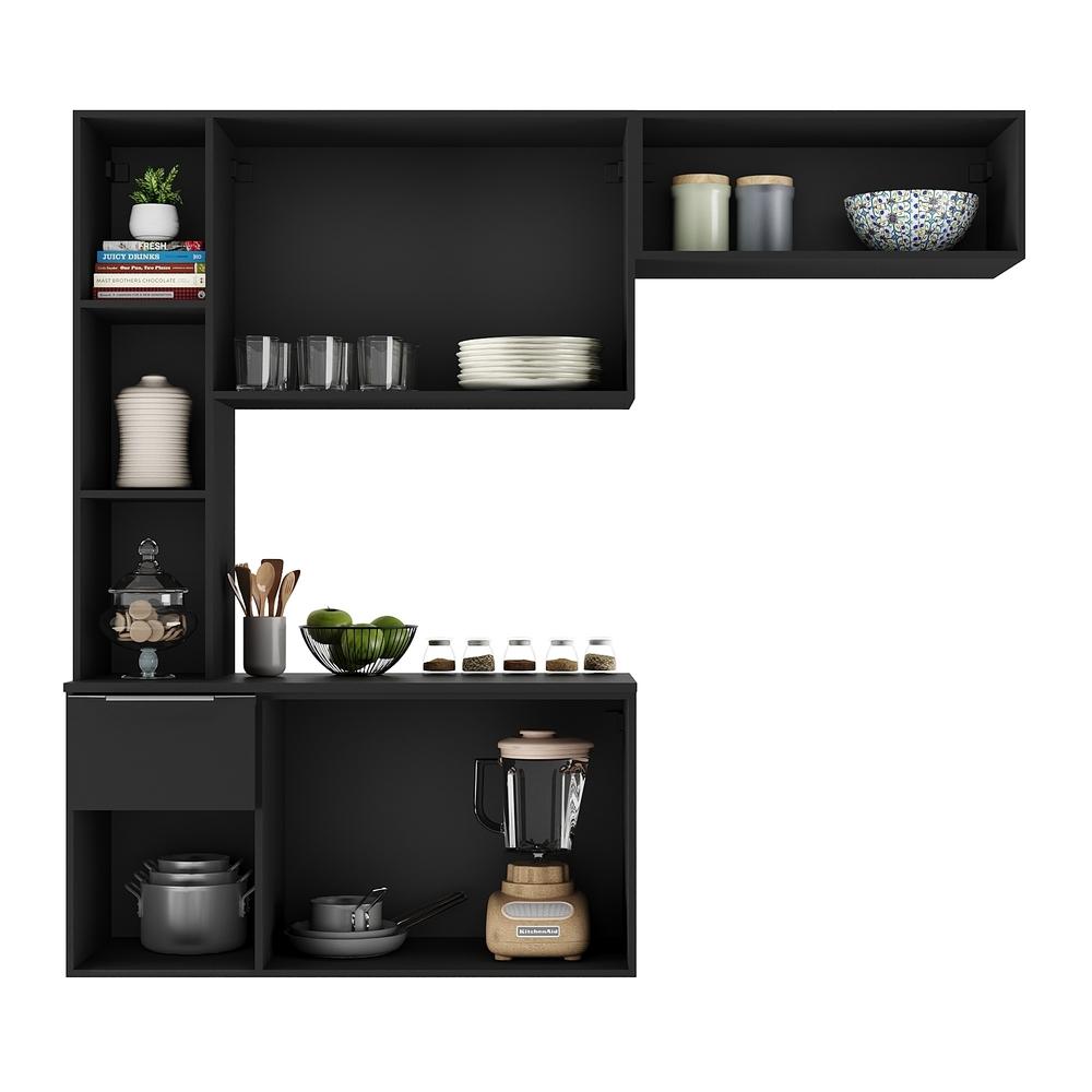 Cozinha Compacta com Armário e Balcão MP2001 Sofia Multimóveis Preta