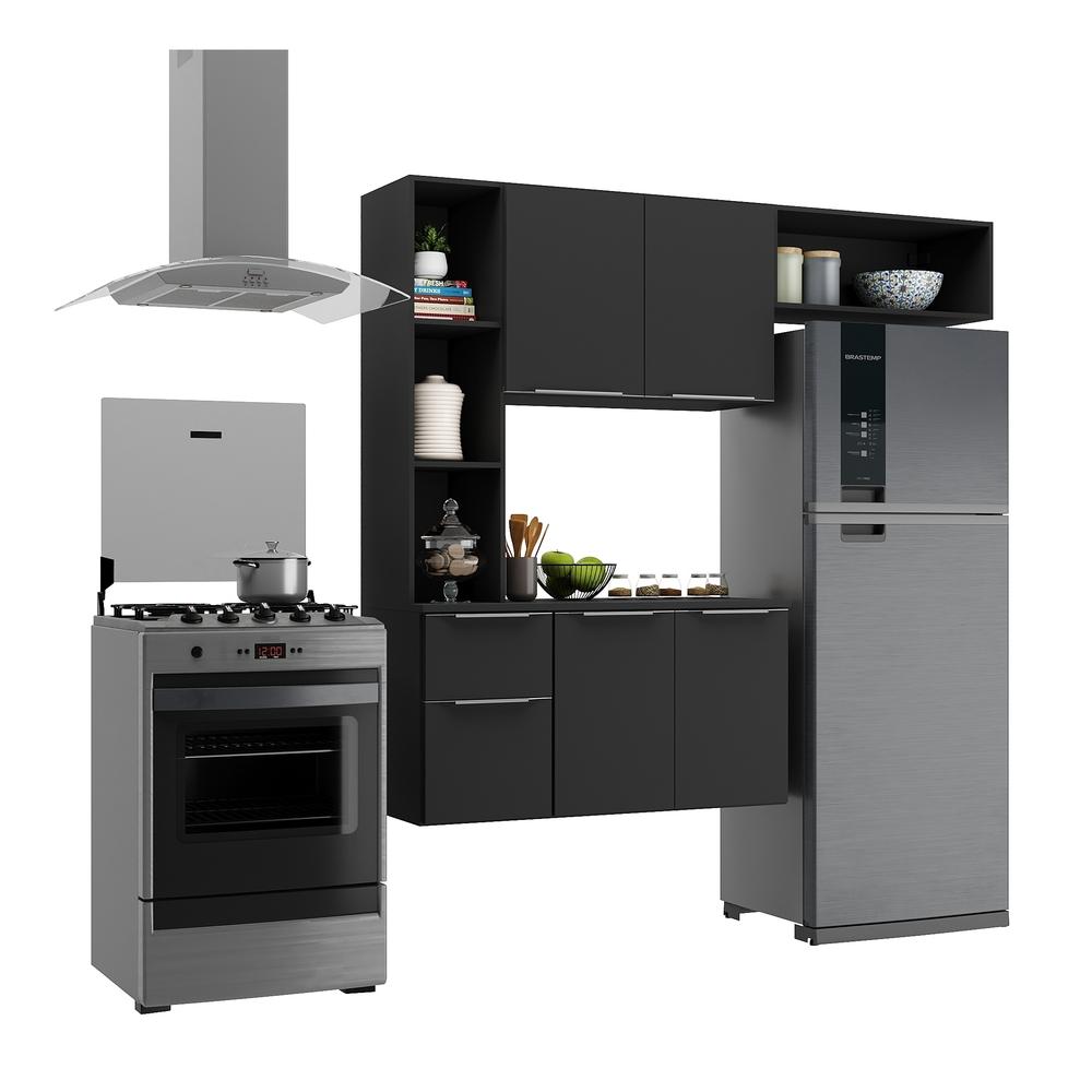 Cozinha Compacta com Armário e Balcão MP2004 Sofia Multimóveis Preta