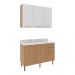 Cozinha Compacta com Armário e Balcão com Tampo 120cm Multimóveis CR20447 Freijó/Branco/Mármore Branco