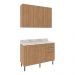 Cozinha Compacta com Armário e Balcão com Tampo 120cm Multimóveis CR20447 Freijó/Mármore Branco