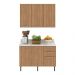 Cozinha Compacta com Armário e Balcão com Tampo 120cm Multimóveis CR20447 Freijó/Mármore Branco