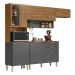 Cozinha Compacta com Balcão 250cm Multimóveis CR20467 Amêndola/Grafito Prime TX
