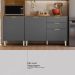 Cozinha Compacta com Balcão 250cm Multimóveis CR20467 Amêndola/Grafito Prime TX