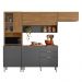 Cozinha Compacta com Balcão 250cm Multimóveis CR20467 Amêndola/Grafito Prime TX