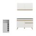 Cozinha Compacta com Bancada Americana 1 Porta Veneza Multimóveis MP2207 Branco/Dourado