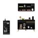 Cozinha Compacta com Bancada Americana 1 Porta Veneza Multimóveis MP2207 Preto/Dourado