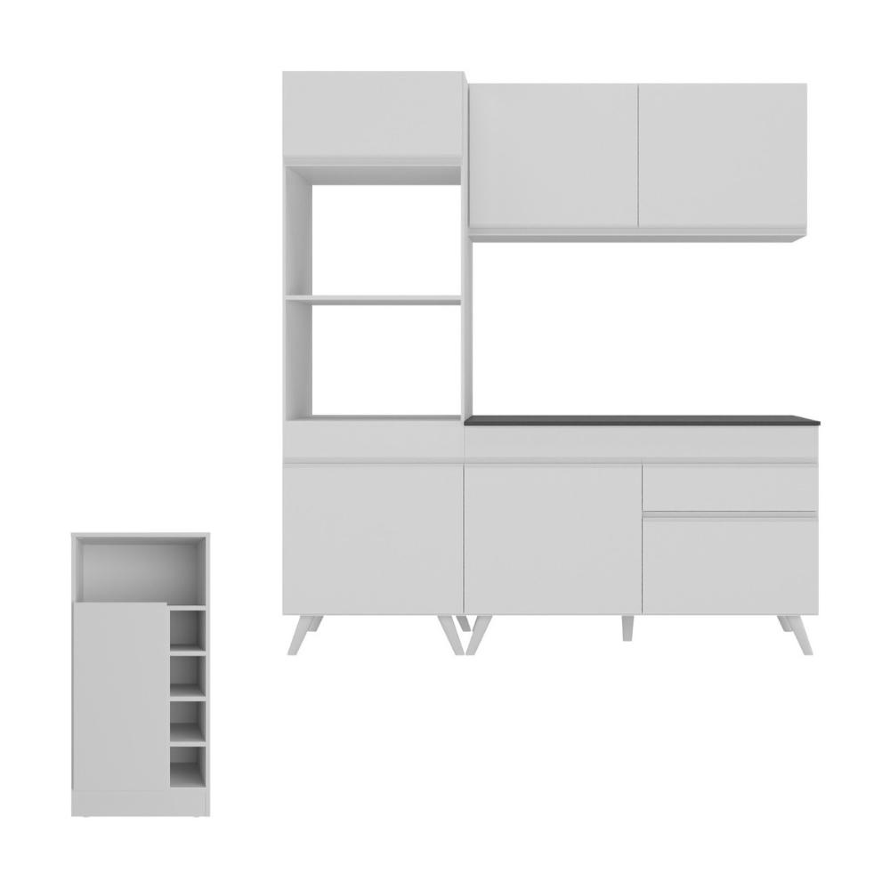 Cozinha Compacta com Bancada Americana/Mesa Veneza Multimóveis MP2211 Branco