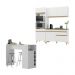 Cozinha Compacta com Bancada Americana/Mesa Veneza Multimóveis MP2211 Branco/Dourado