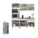 Cozinha Compacta com Bancada Americana/Mesa Veneza Multimóveis MP2211 Branco/Dourado