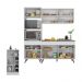 Cozinha Compacta com Bancada Americana/Mesa Veneza Multimóveis MP2211 Branco/Preto