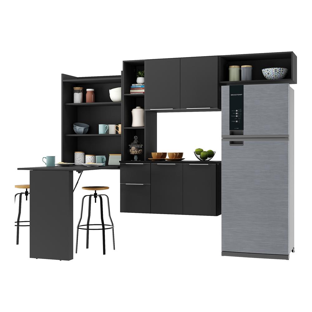 Cozinha Compacta com Mesa Dobrável MP2008 Sofia Multimóveis Preta